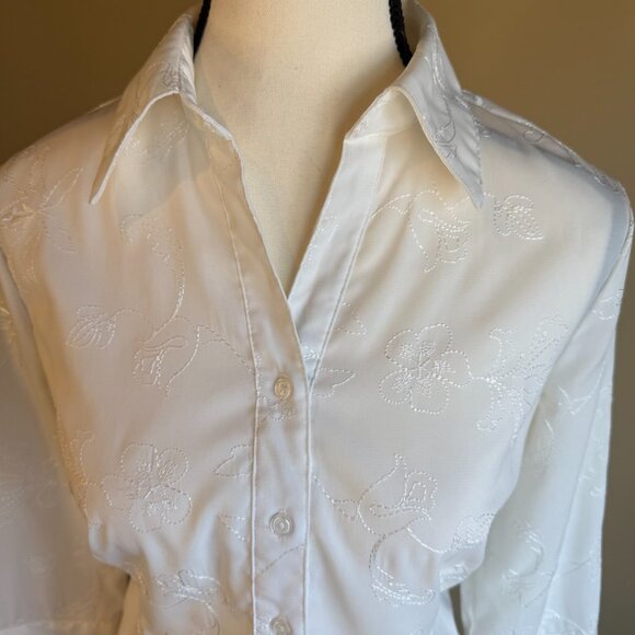 Penmans off white blouse 3/4 sleeves embroidered embellishment button up Size S - Picture 3 of 12